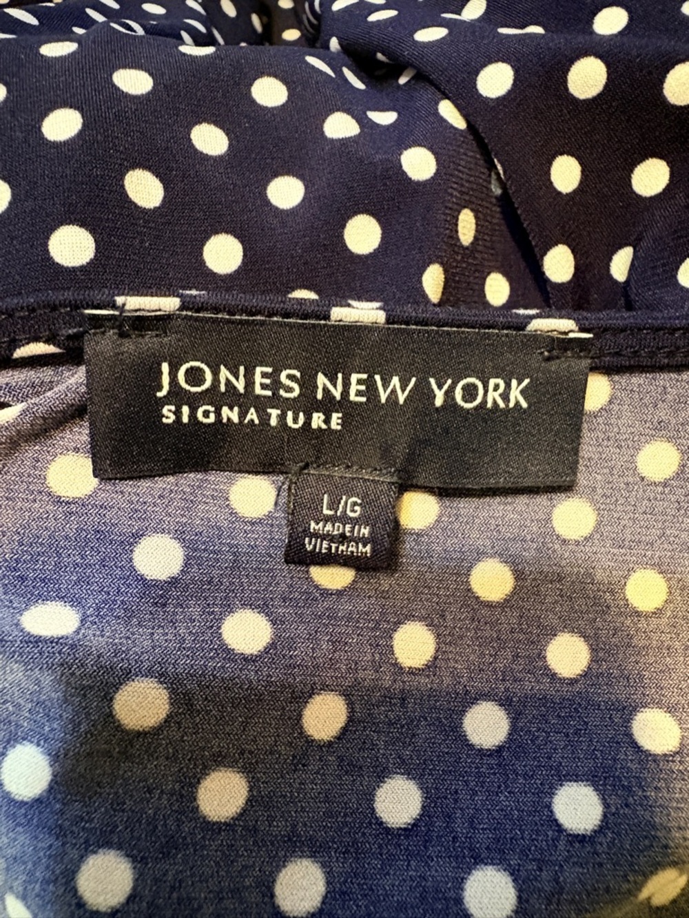 Jones New York Navy and White Polka Dot Midi Dress - Picture 5 of 5